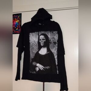 Social Collision Black Hoodie with Artistic Print